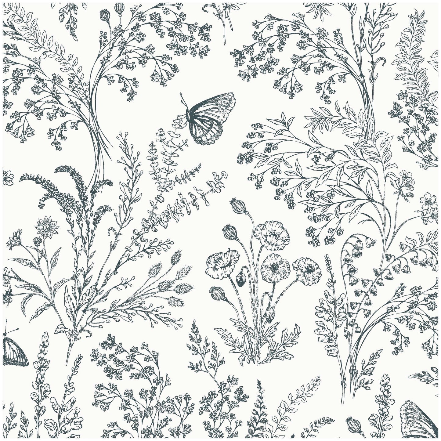 Bronwyn Wallpaper by Anna Black Creative - Sample 1 foot by 1 foot / White and Black - Loomwell Home Goods