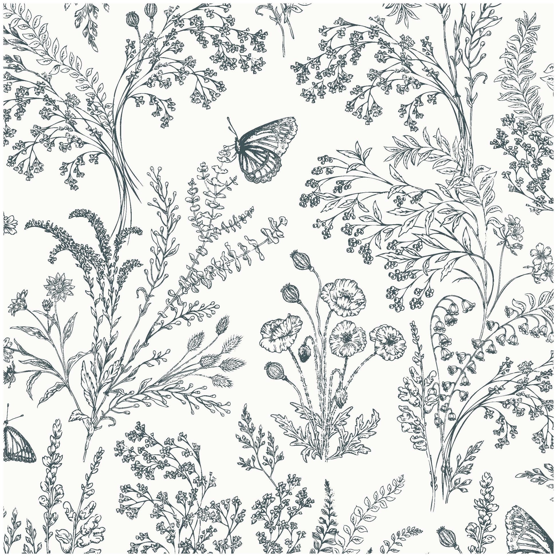 Bronwyn Wallpaper by Anna Black Creative - Sample 1 foot by 1 foot / White and Black - Loomwell Home Goods