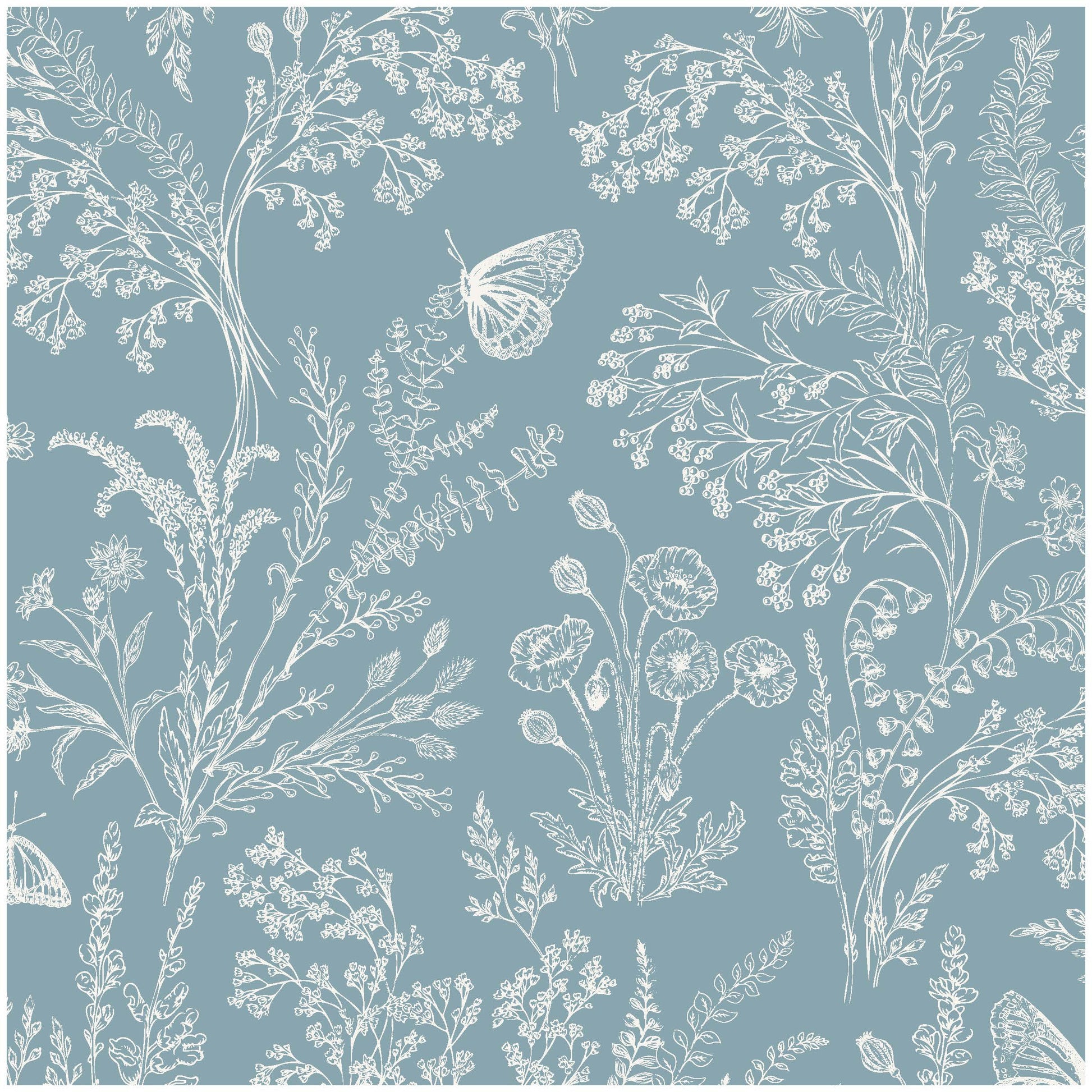 Bronwyn Wallpaper by Anna Black Creative - Sample 1 foot by 1 foot / White and Dark Blue - Loomwell Home Goods