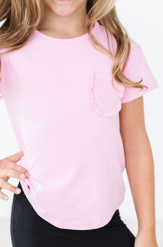Bubblegum Pink Ruffle Pocket Tee - Mila & Rose ®