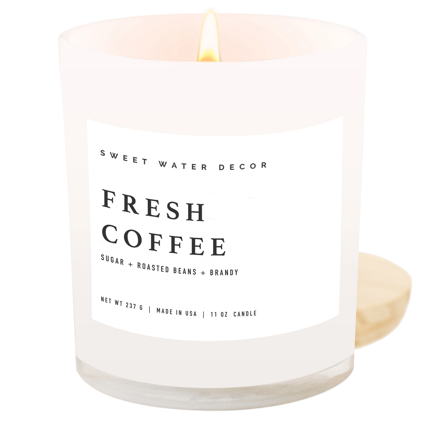 Vela de soja con sabor a café fresco, frasco blanco, 11 oz 