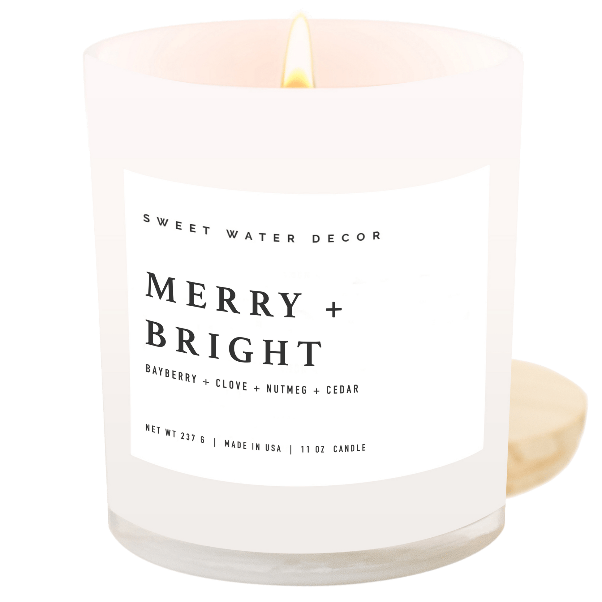 Merry and Bright Soy Candle - White Jar - 11 oz - Candles