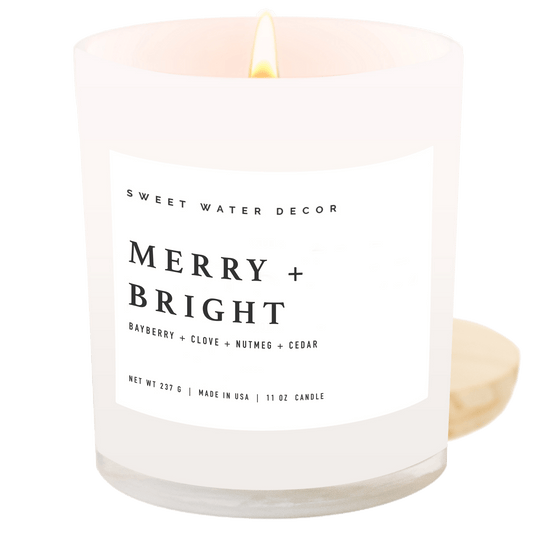 Merry and Bright Soy Candle - White Jar - 11 oz - Candles