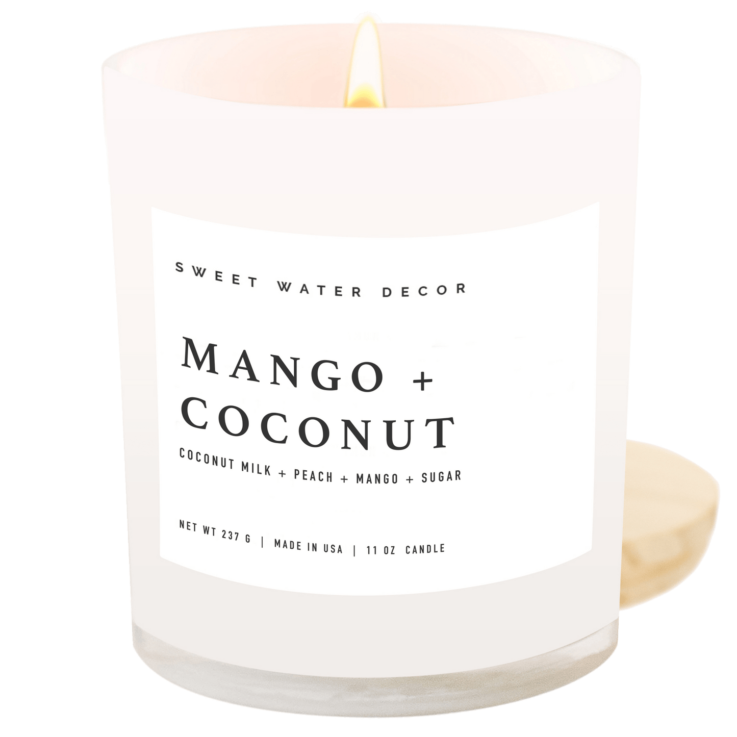 Bougie de soja à la mangue et à la noix de coco - Pot blanc - 11 oz