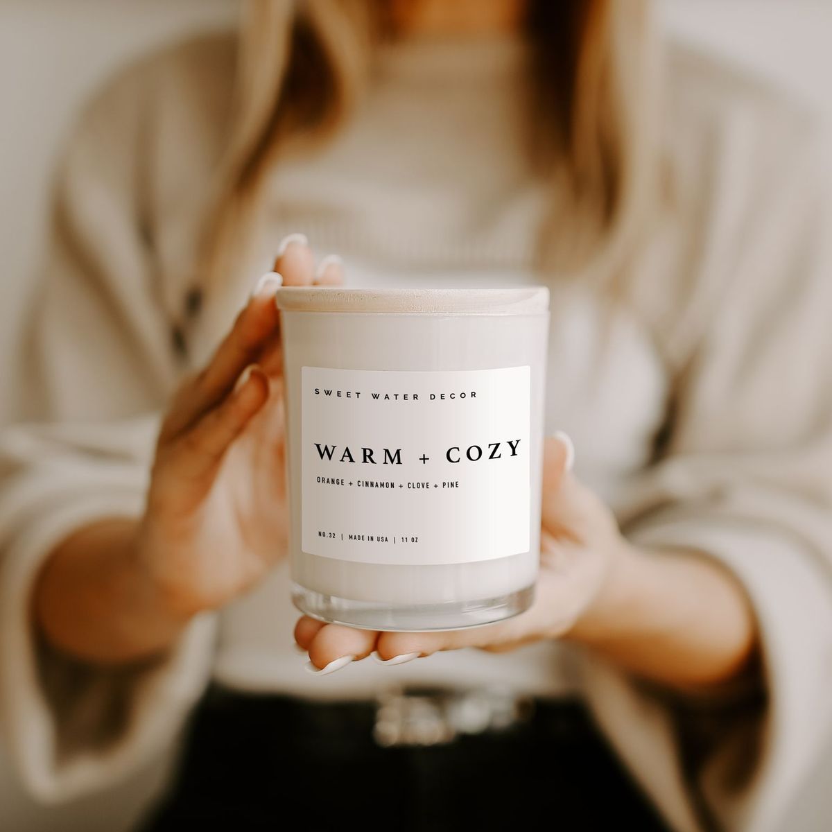 Warm and Cozy Soy Candle - White Jar - 11 oz