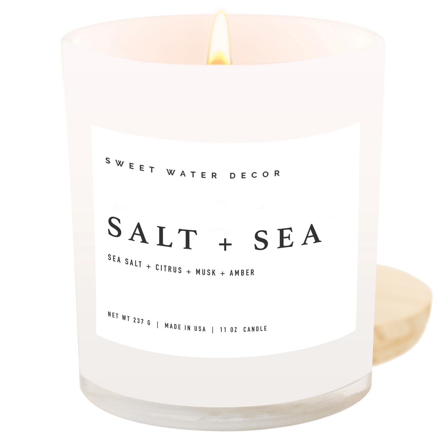 Bougie de soja au sel et à la mer - Pot blanc - 11 oz