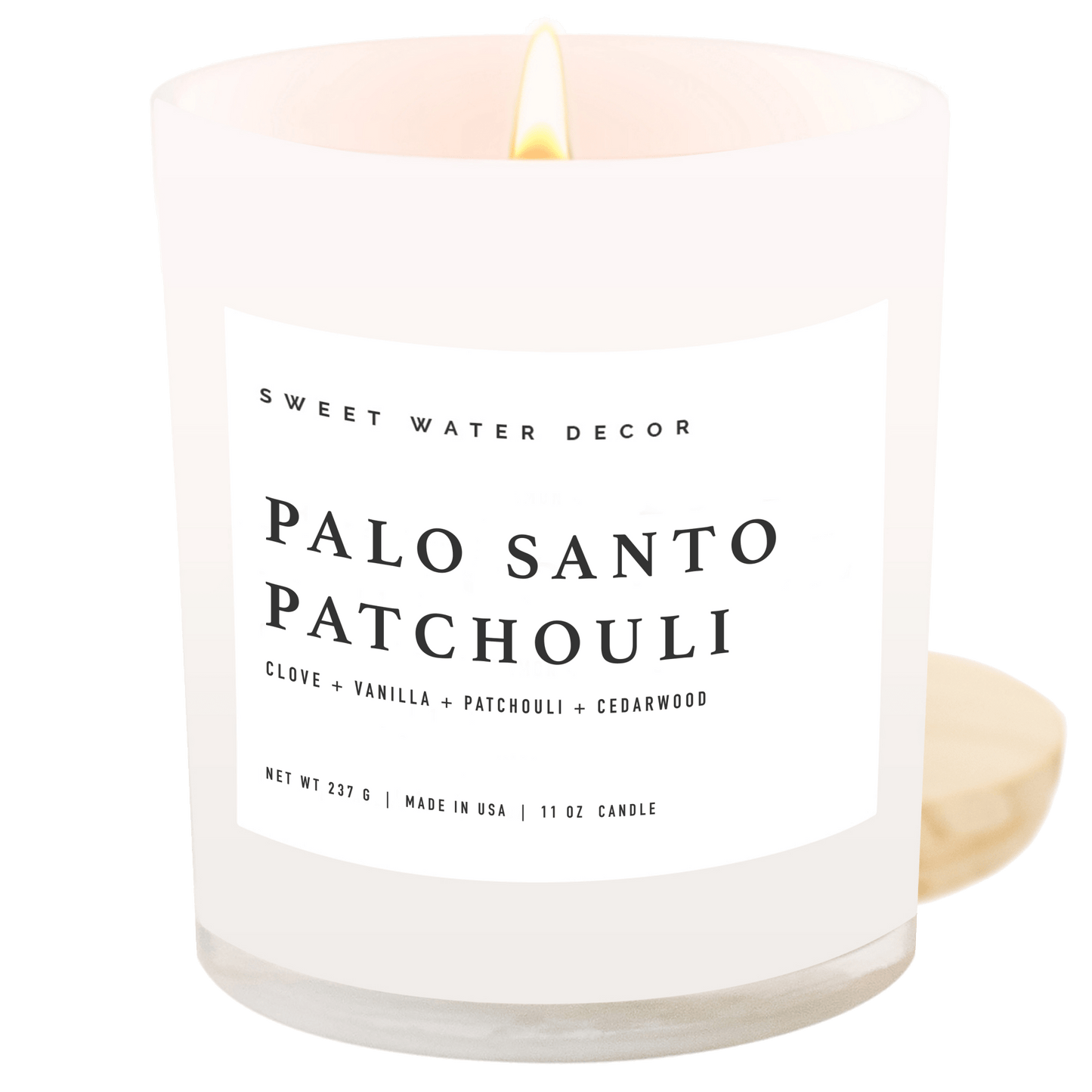 Bougie de soja au patchouli Palo Santo - Pot blanc - 325 ml