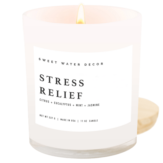 Bougie de soja anti-stress - Pot blanc - 11 oz