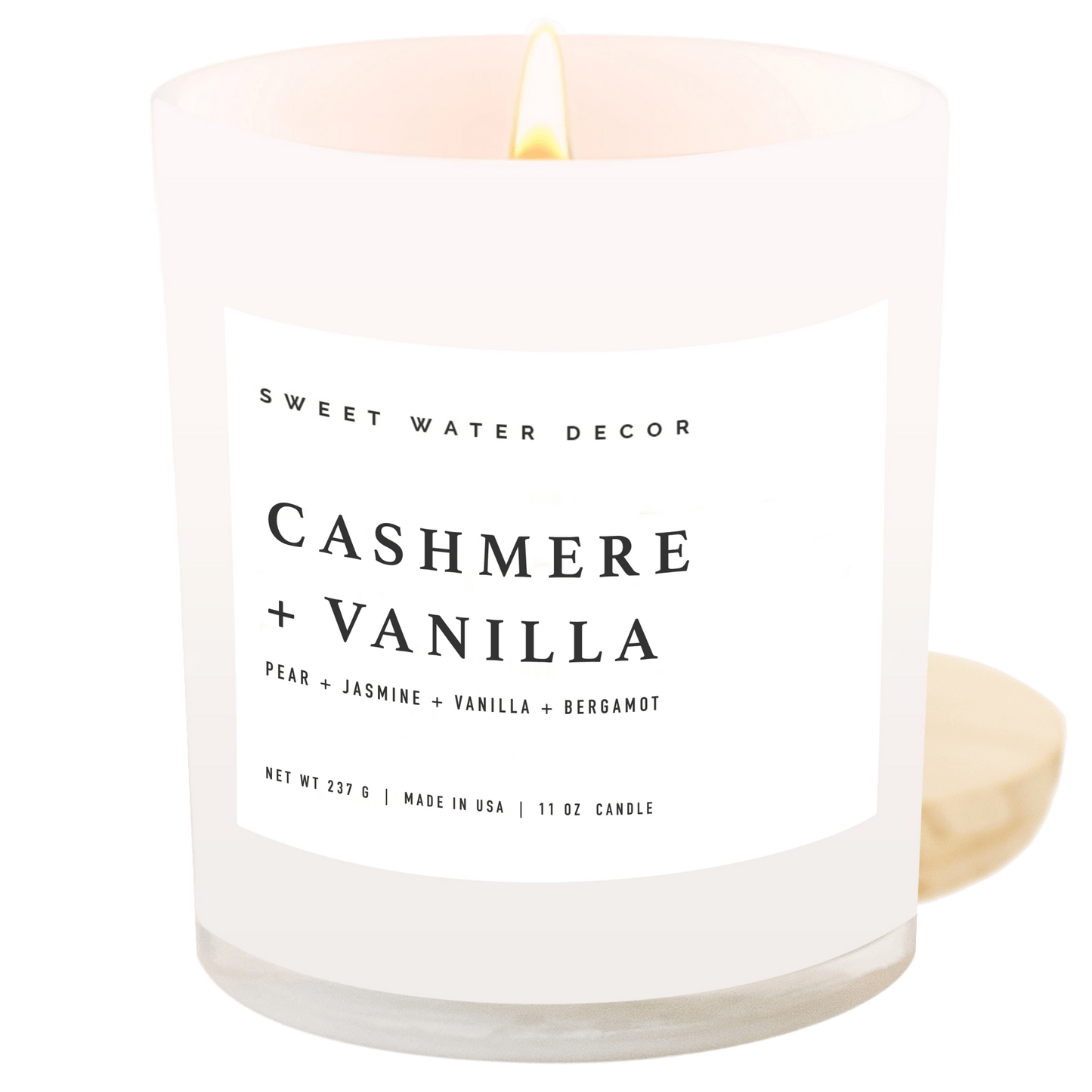 Bougie de soja au cachemire et à la vanille - Pot blanc - 11 oz