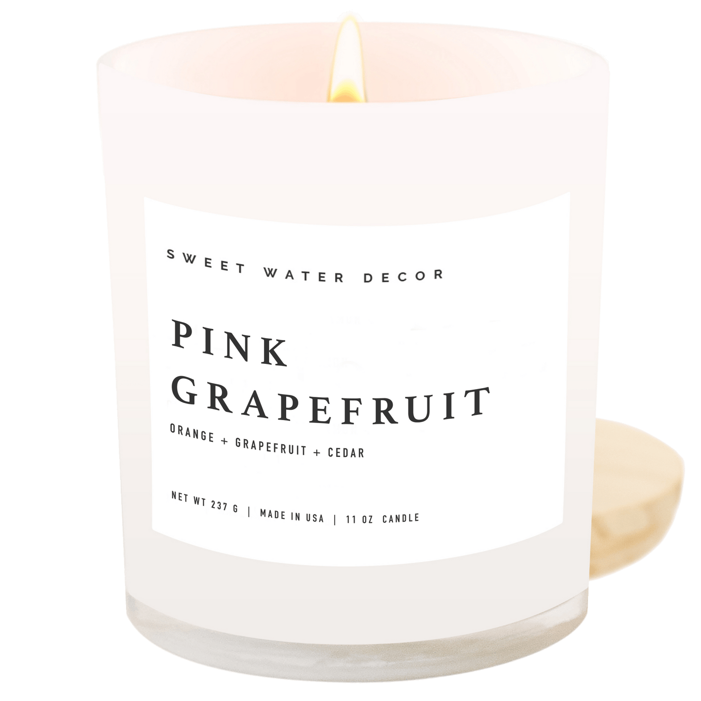 Bougie de soja au pamplemousse rose - Pot blanc - 11 oz