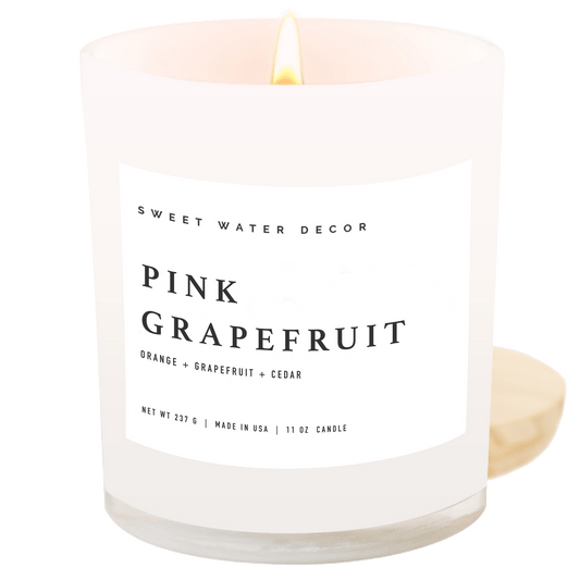 Bougie de soja au pamplemousse rose - Pot blanc - 11 oz