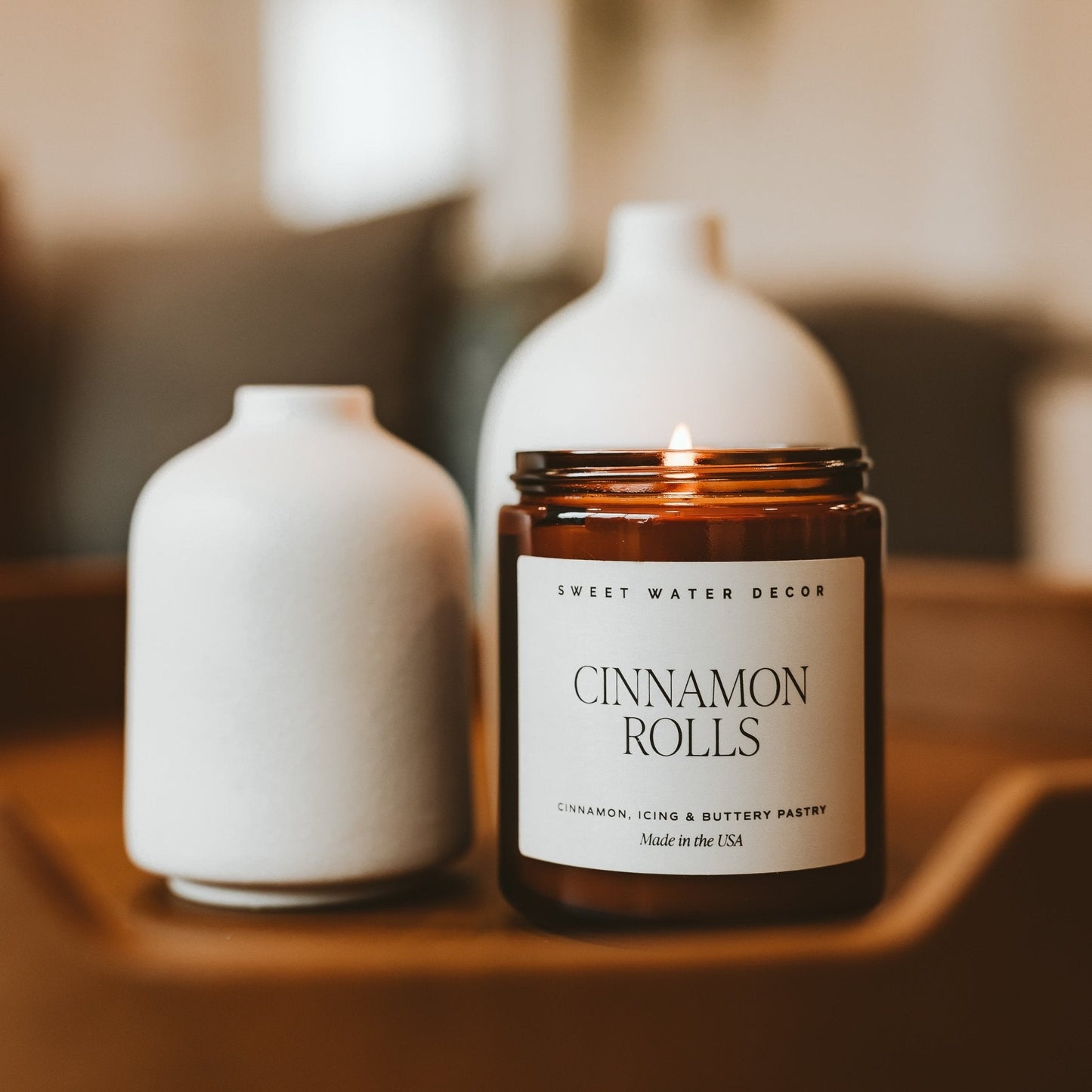 Cinnamon Rolls Soy Candle - Amber Jar - 9 oz - Sweet Water Decor