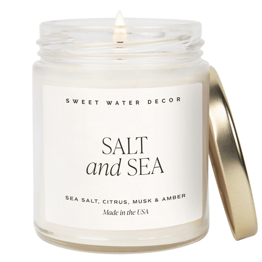 Bougie de soja au sel et à la mer - Pot transparent - 9 oz 