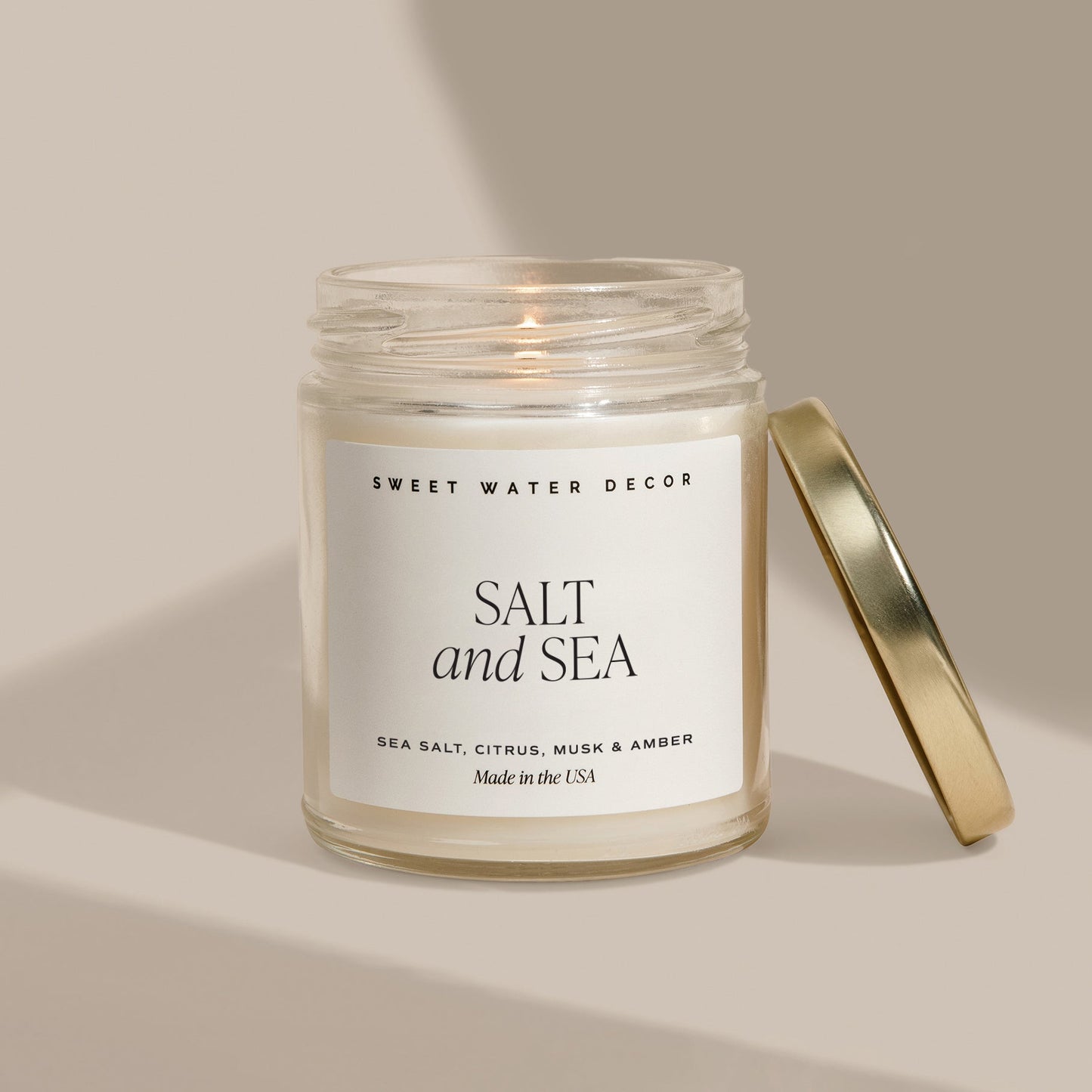 Bougie de soja au sel et à la mer - Pot transparent - 9 oz 