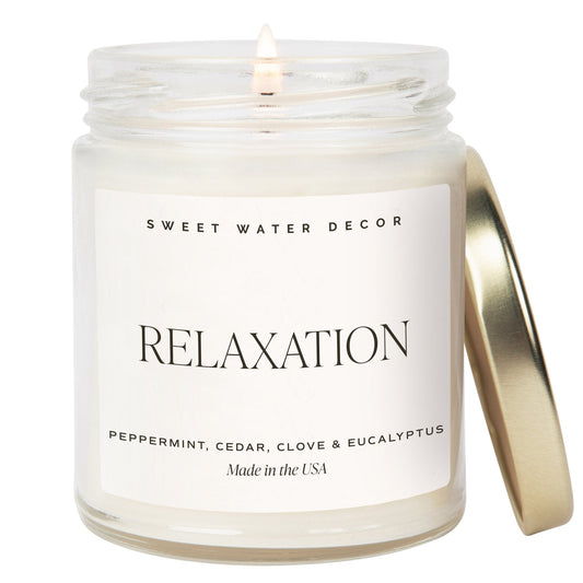 Relaxation Soy Candle - Clear Jar - 9 oz - Sweet Water Decor