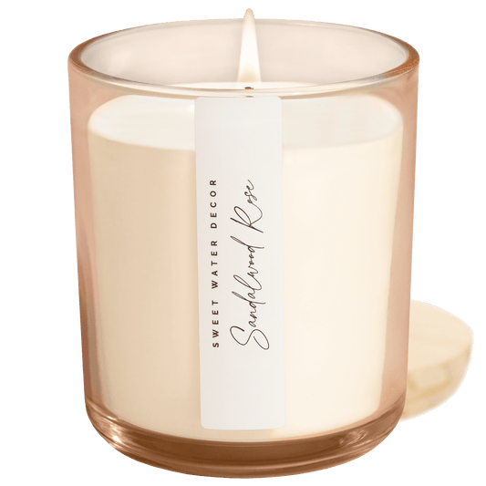 Sandalwood Rose Soy Candle - Tinted Glass Jar - 12 oz