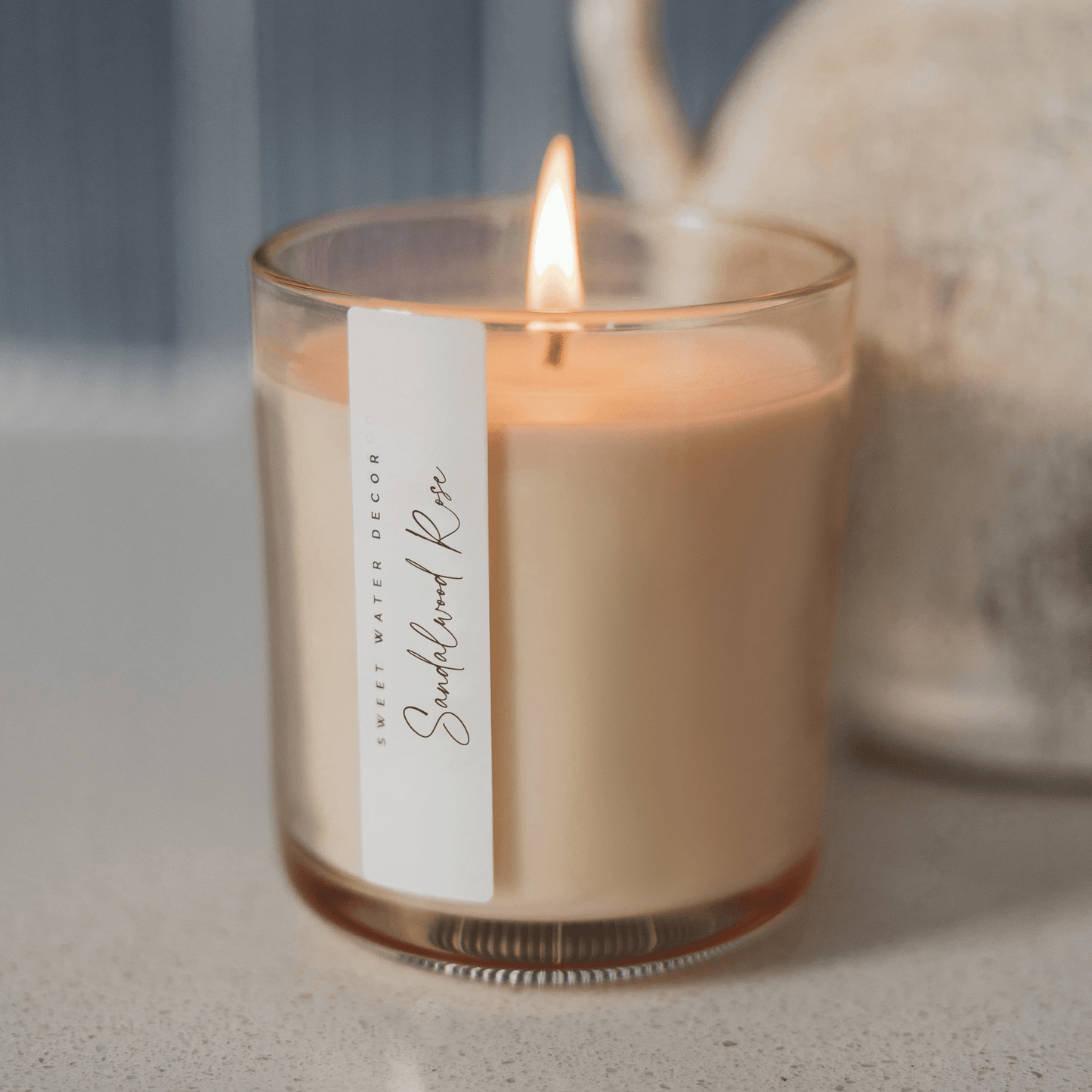 Sandalwood Rose Soy Candle - Tinted Glass Jar - 12 oz