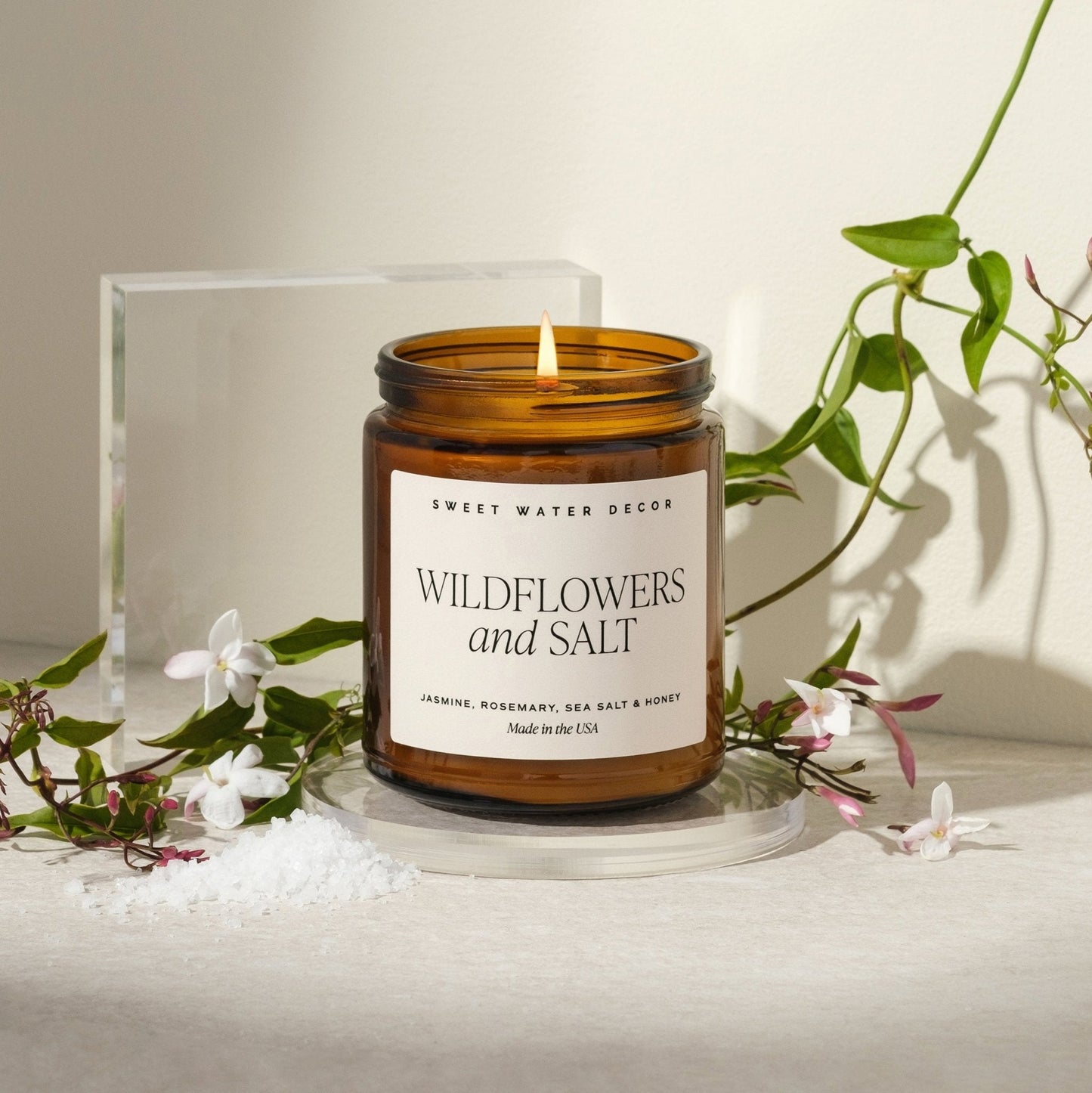 Wildflowers and Salt Soy Candle - Amber Jar - 9 oz