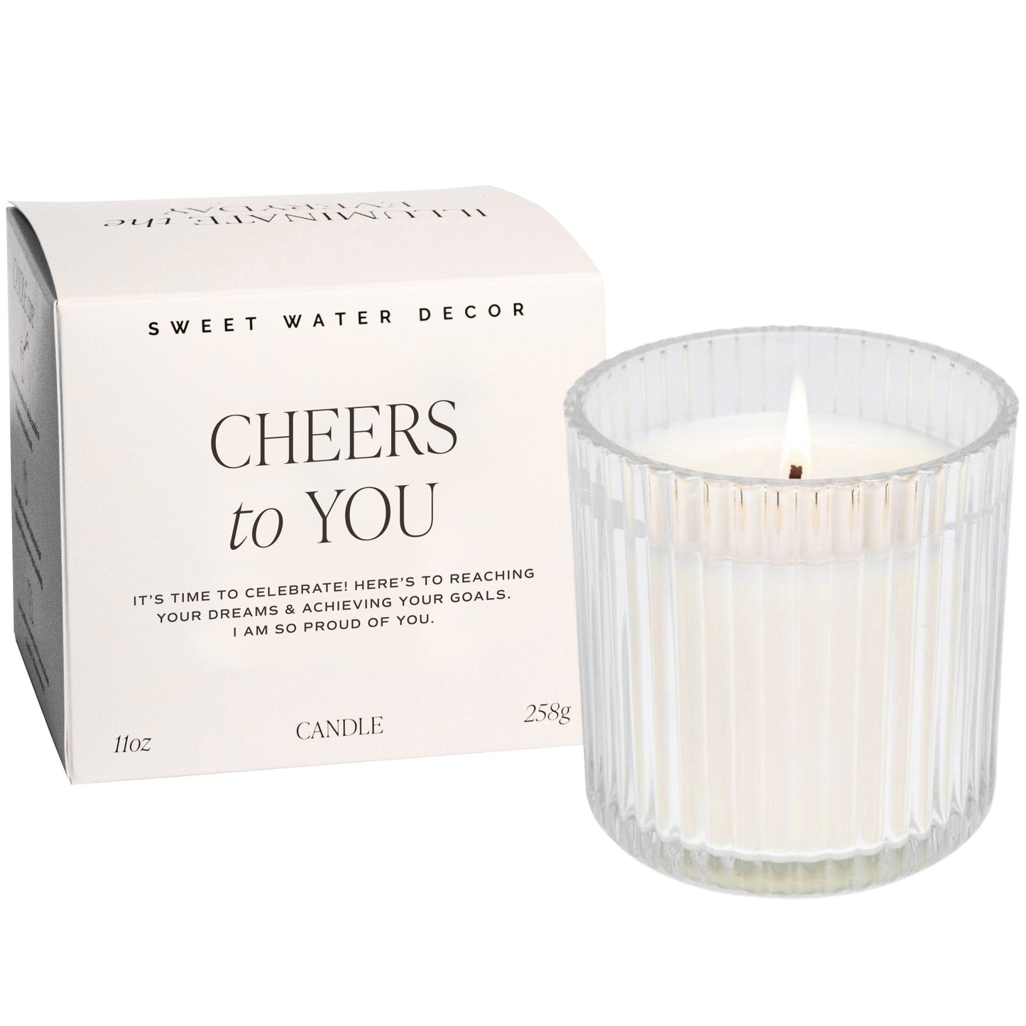 Cheers To You Soy Candle - Ribbed Glass Jar with Box - 12 oz