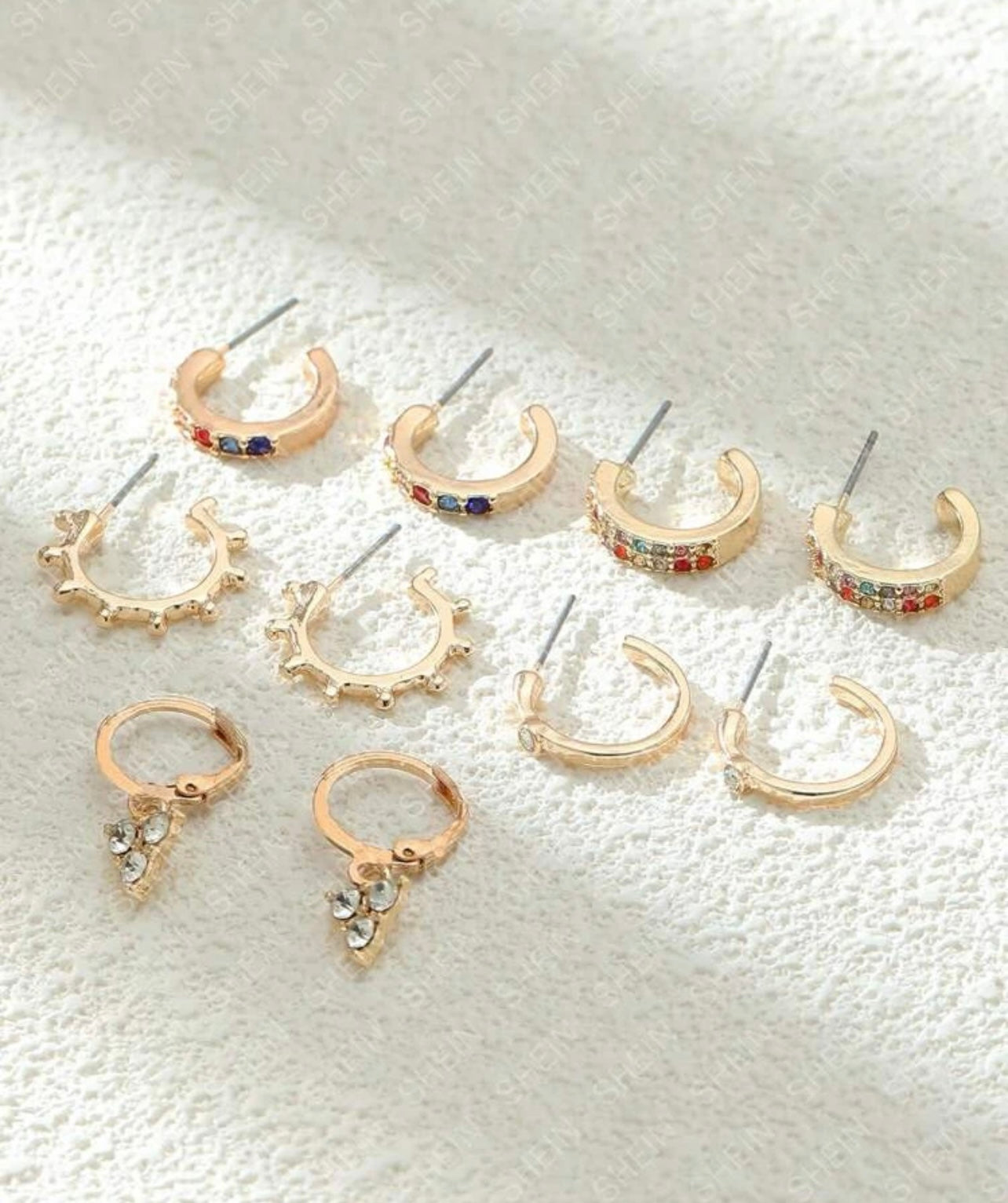 Magnifique ensemble de 5 paires de boucles d'oreilles créoles en or