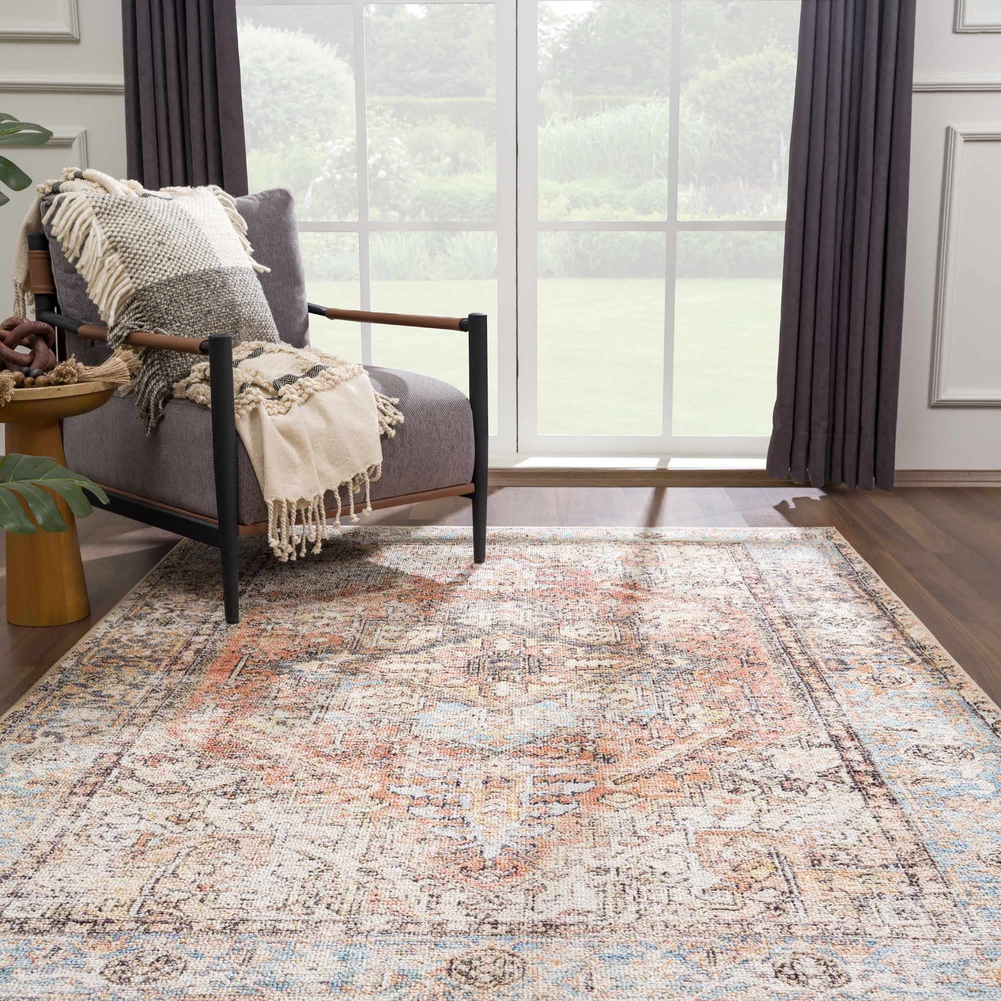 Beck Peach Washable Area Rug - Boutique Rugs
