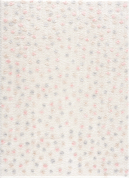 Cansu Pink & Cream Dotted Area Rug