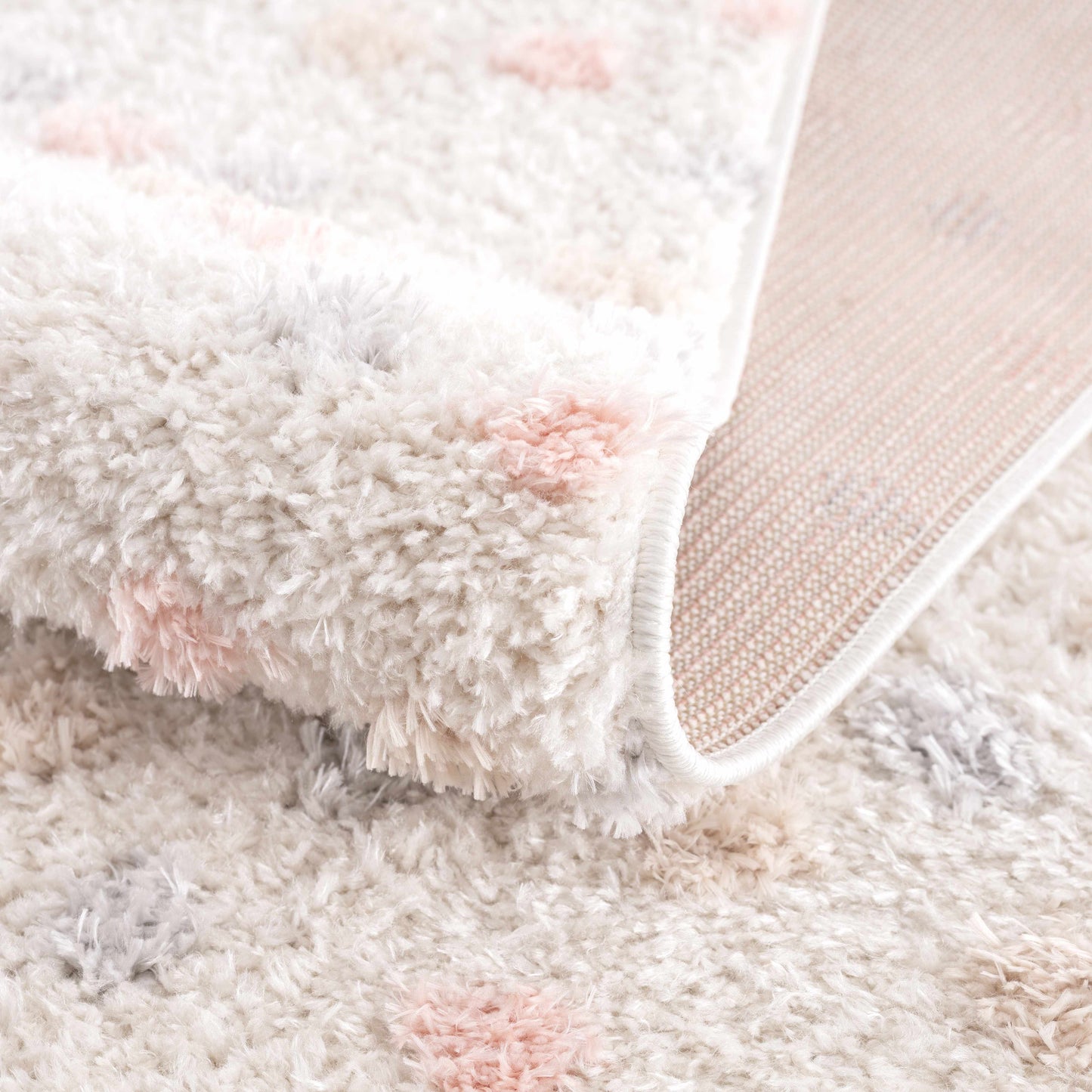 Cansu Pink & Cream Dotted Area Rug - Boutique Rugs