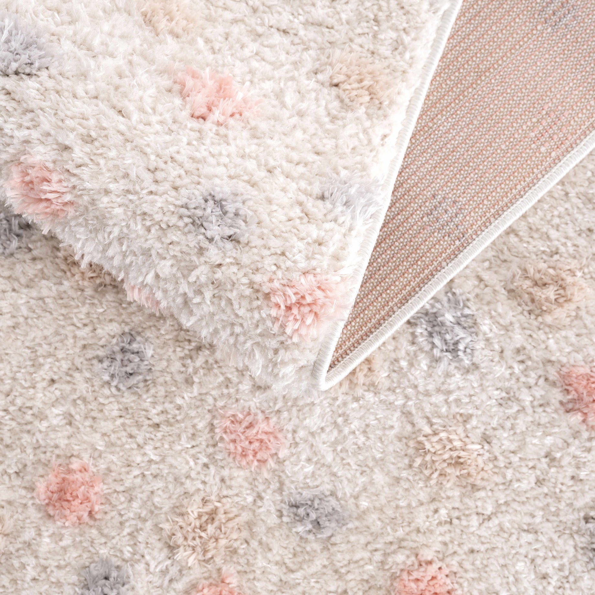 Cansu Pink & Cream Dotted Area Rug - Boutique Rugs