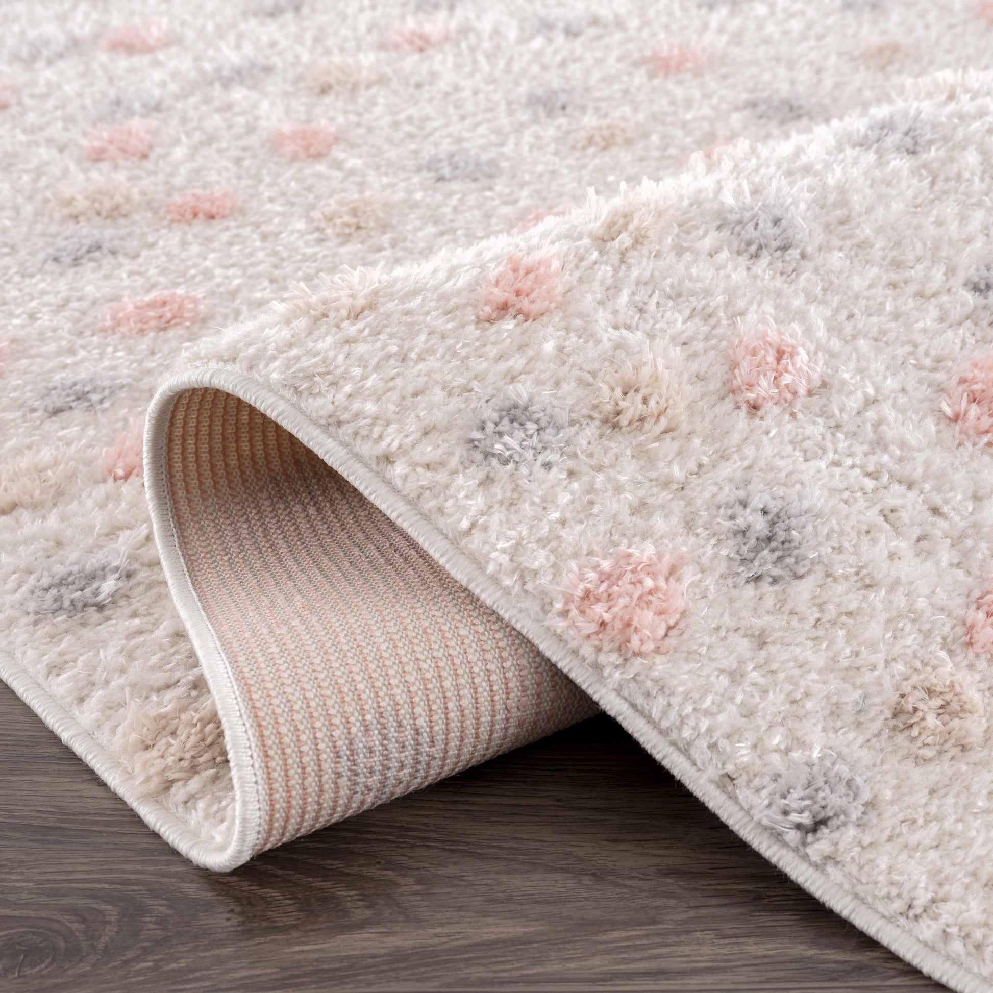 Cansu Pink & Cream Dotted Area Rug - Boutique Rugs