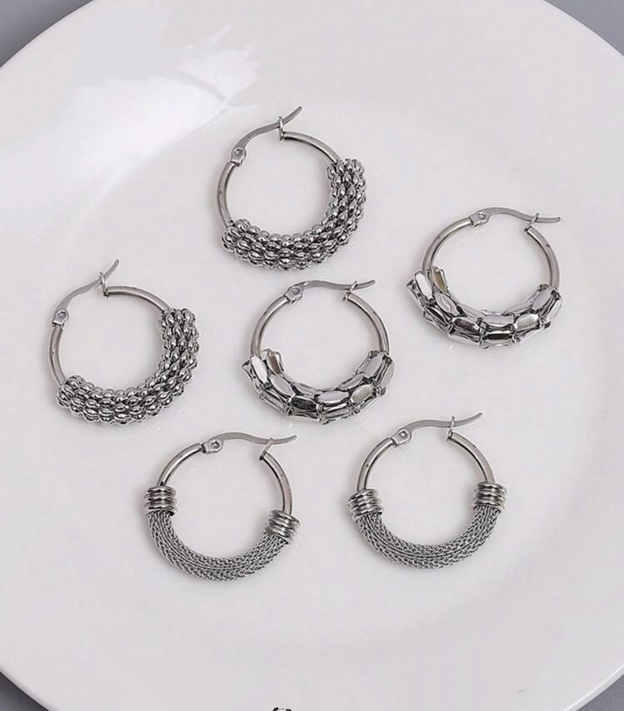 Magnifique ensemble de 3 paires de boucles d'oreilles créoles en argent