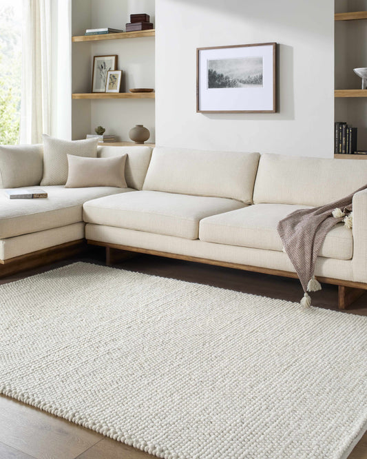 Light Beige Wool Area Rug - Boutique Rugs
