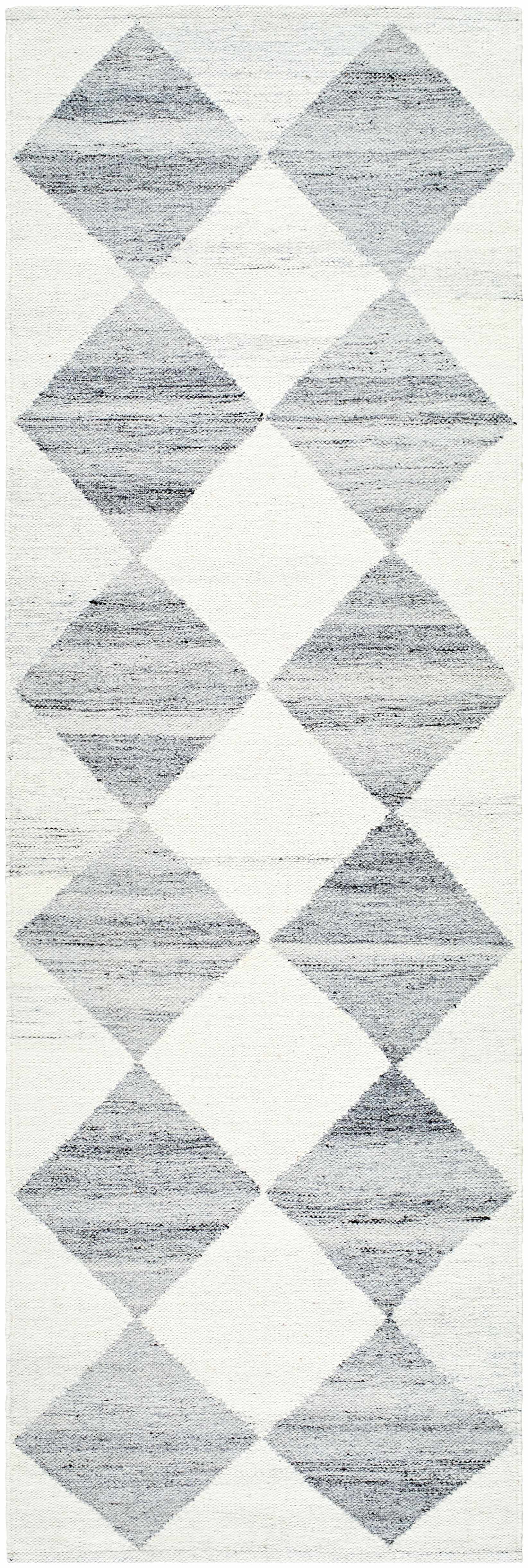 Light Gray Diamond Flat Wool Area Rug - Boutique Rugs