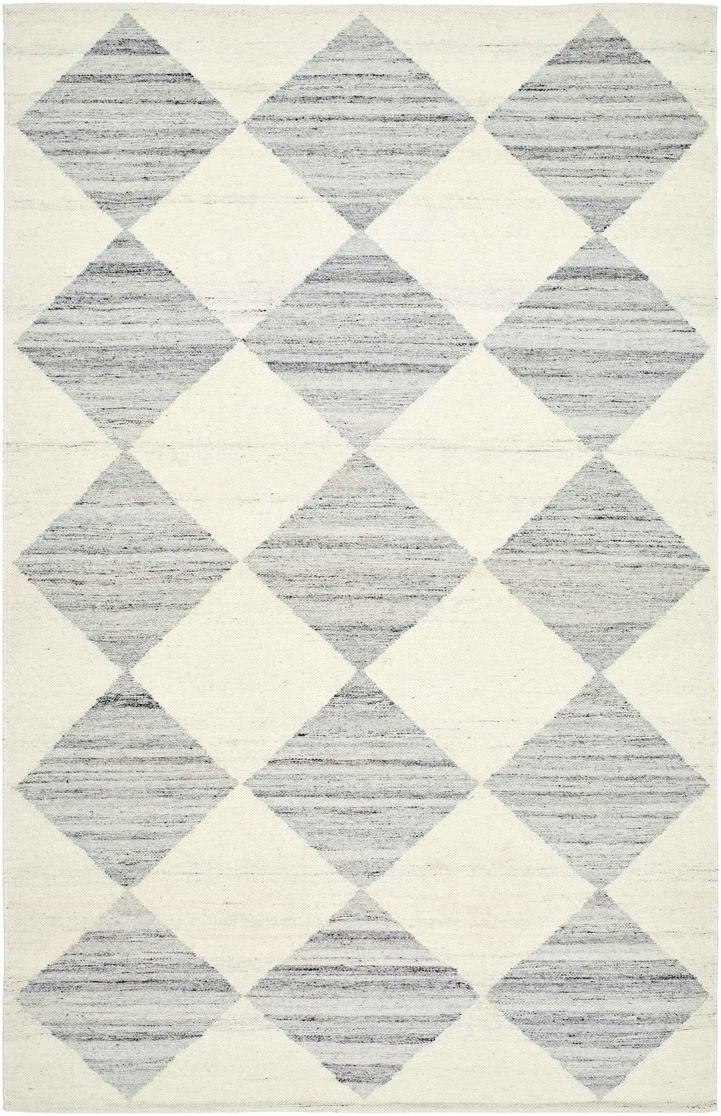 Light Gray Diamond Flat Wool Area Rug - Boutique Rugs