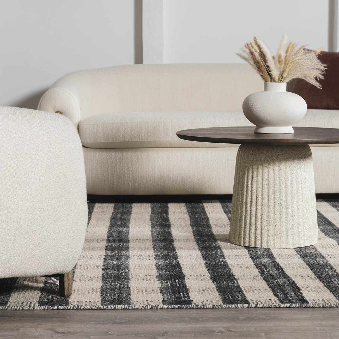 Gray Beige Plaid Check Wool Rug - Boutique Rugs