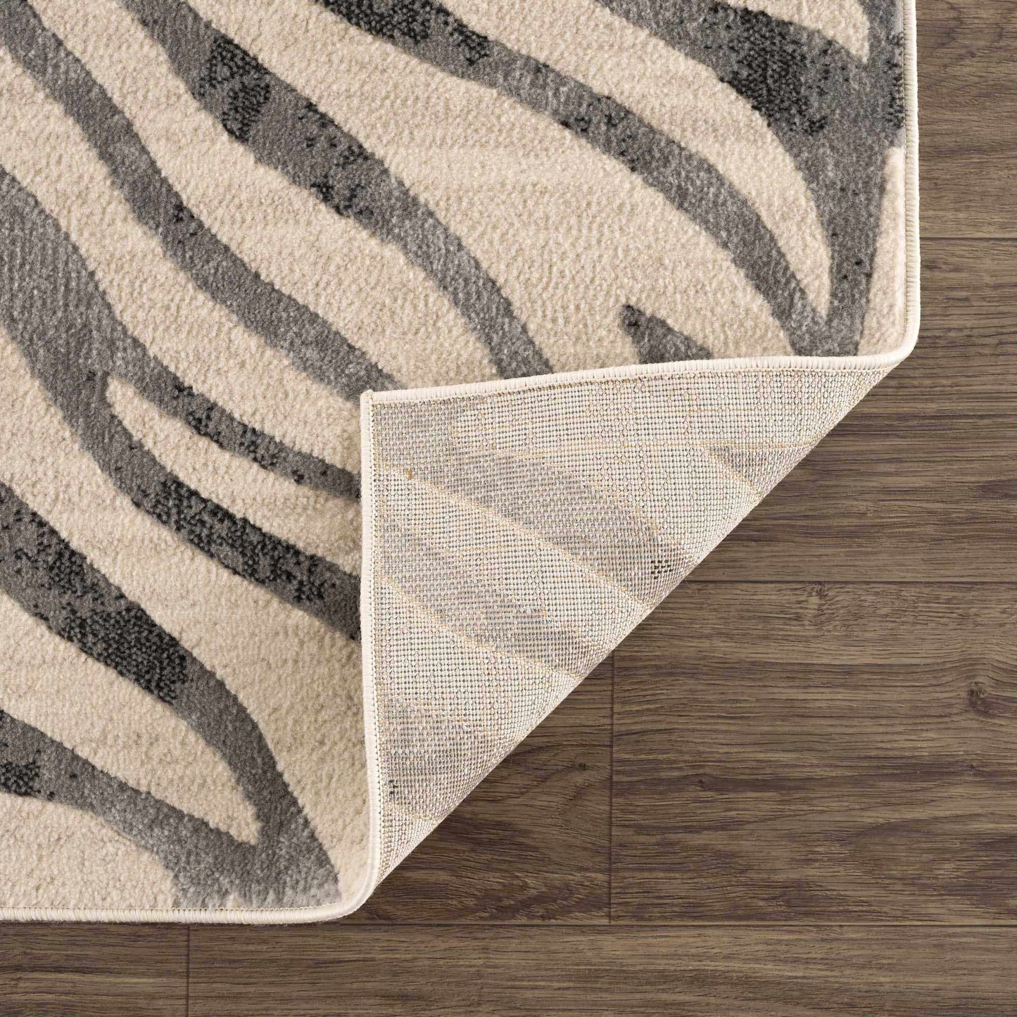 Gray Ecorse Zebra Print Area Rug