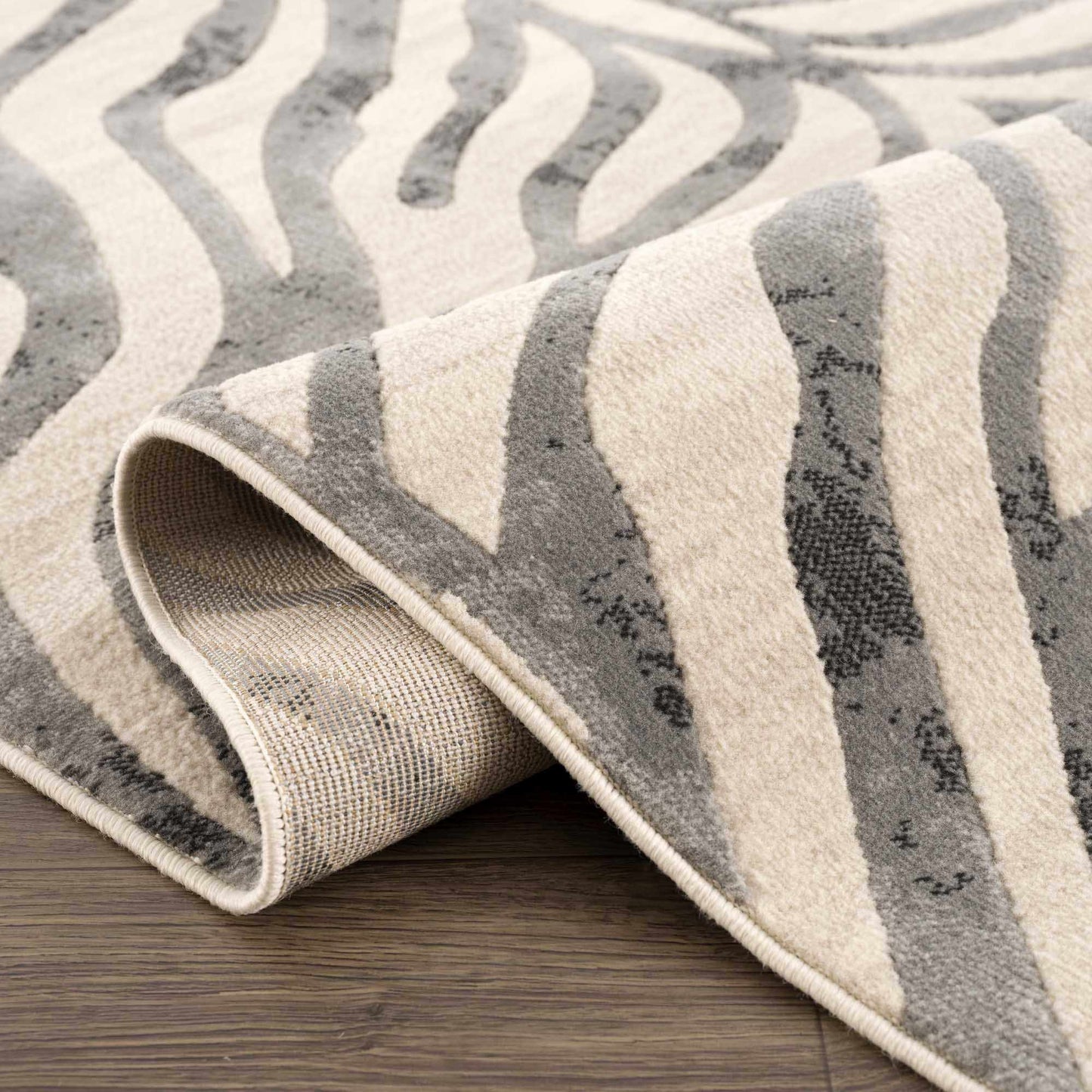 Gray Ecorse Zebra Print Area Rug