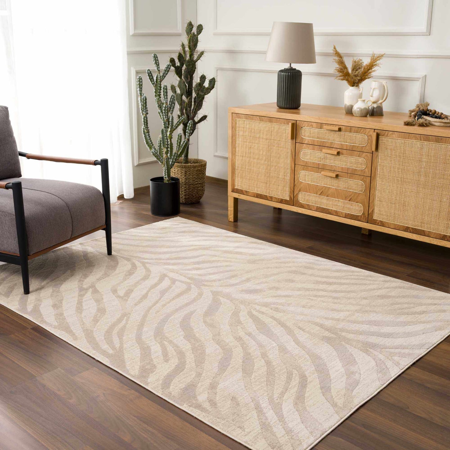 Tapis beige à imprimé zèbre Manteca