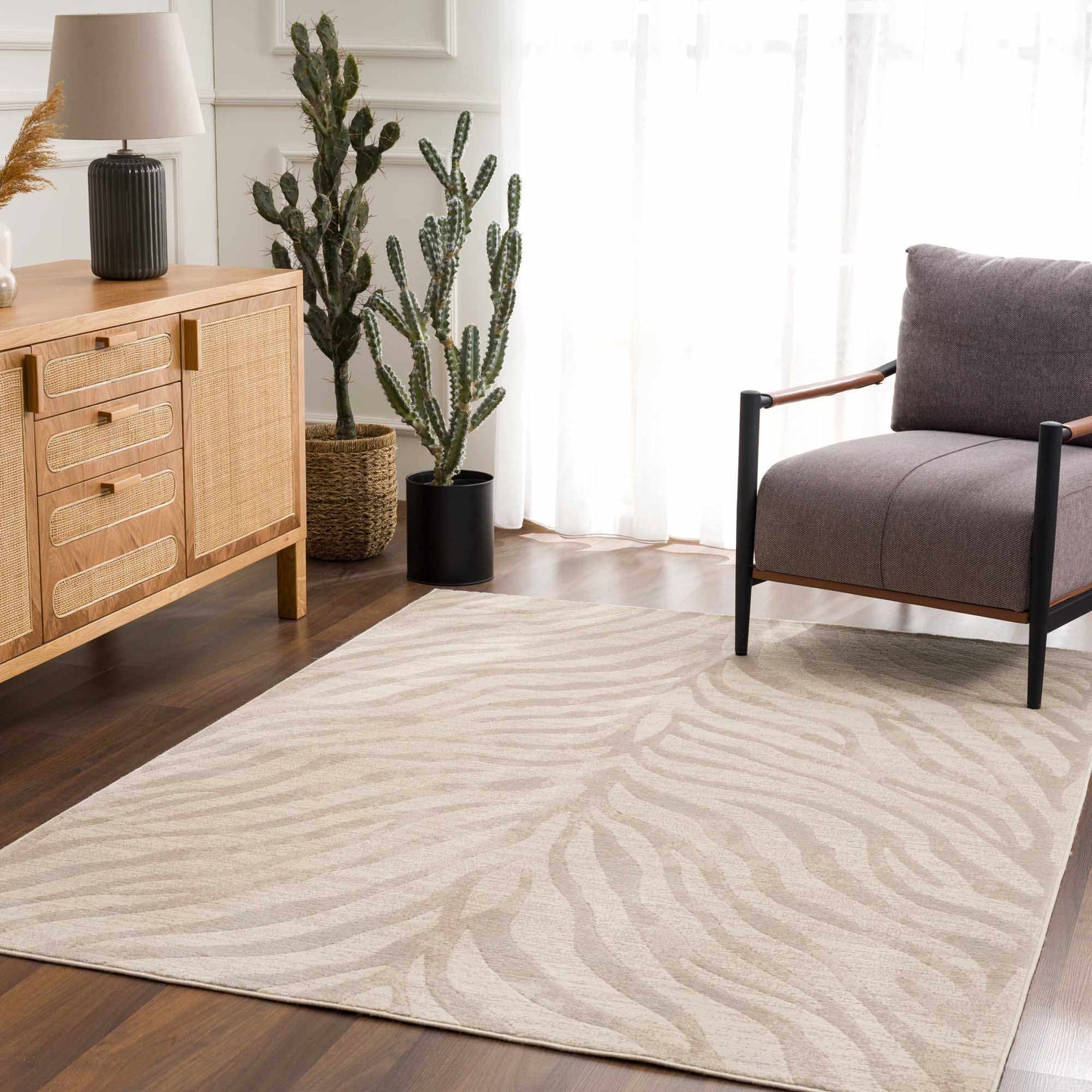 Tapis beige à imprimé zèbre Manteca