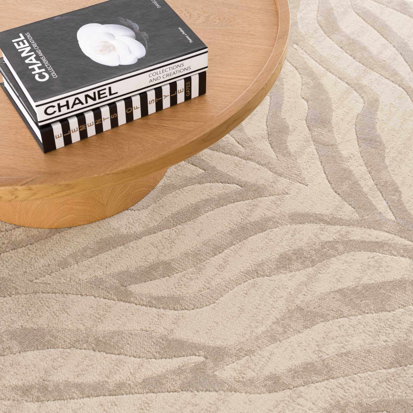 Tapis beige à imprimé zèbre Manteca