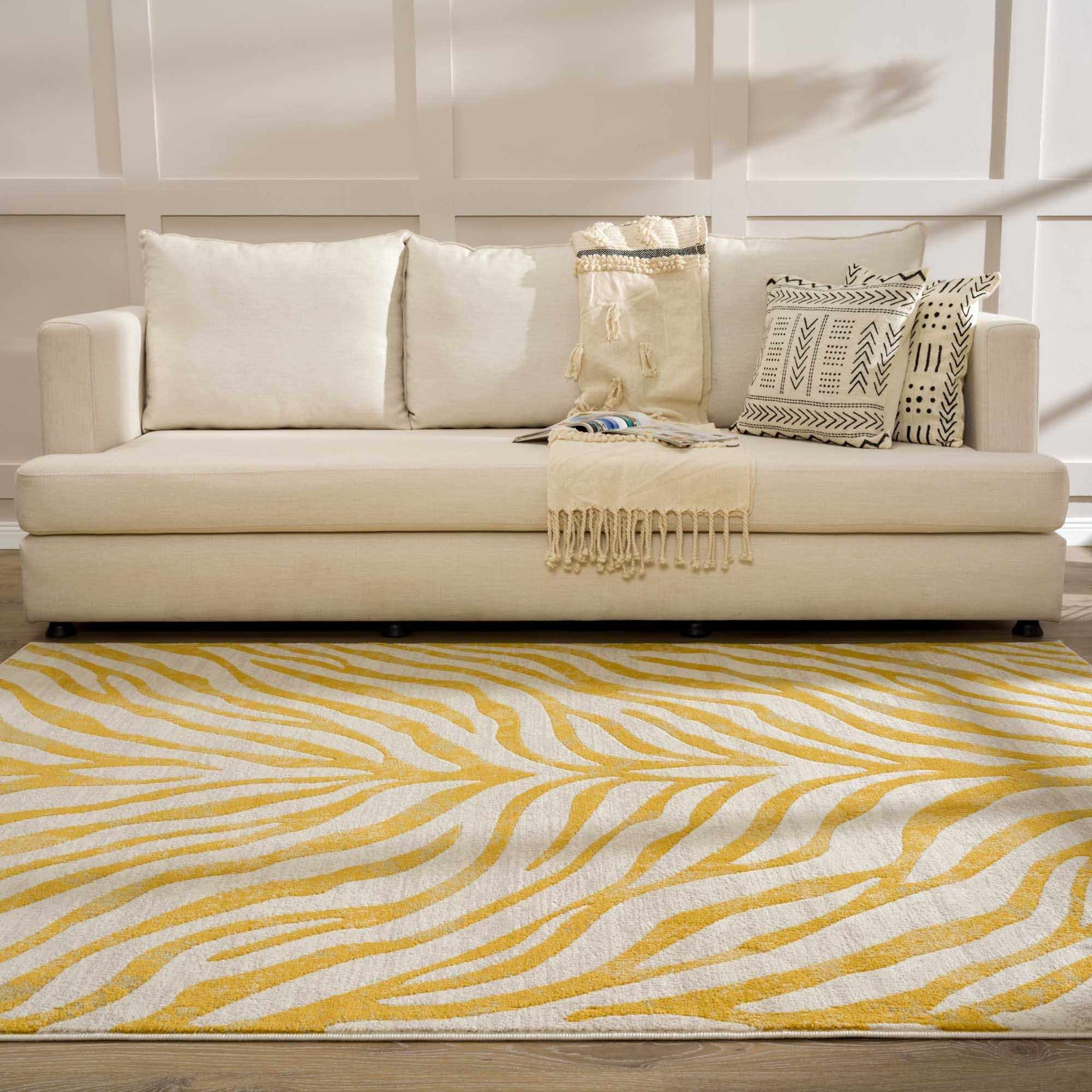 Yellow Terra Zebra Print Area Rug - Clearance - Boutique Rugs