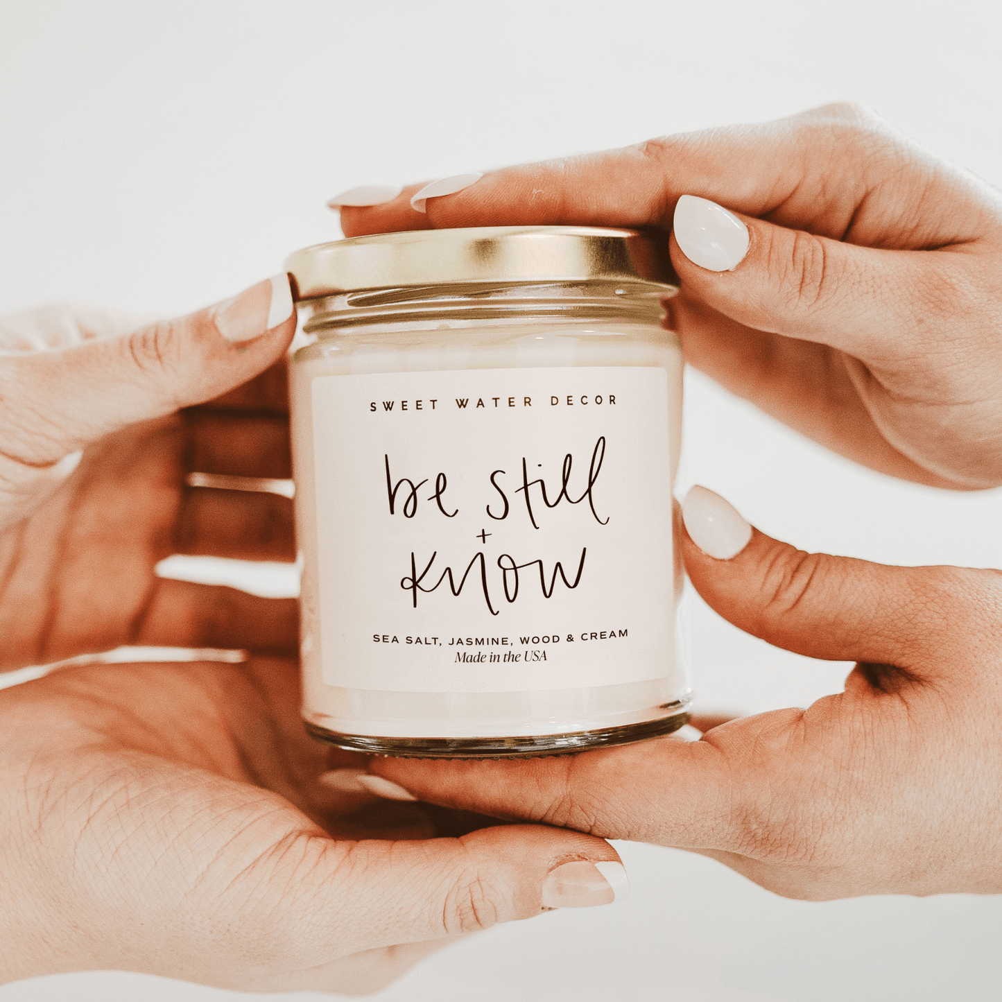 Be Still and Know Soy Candle - Clear Jar - 9 oz - Sweet Water Decor