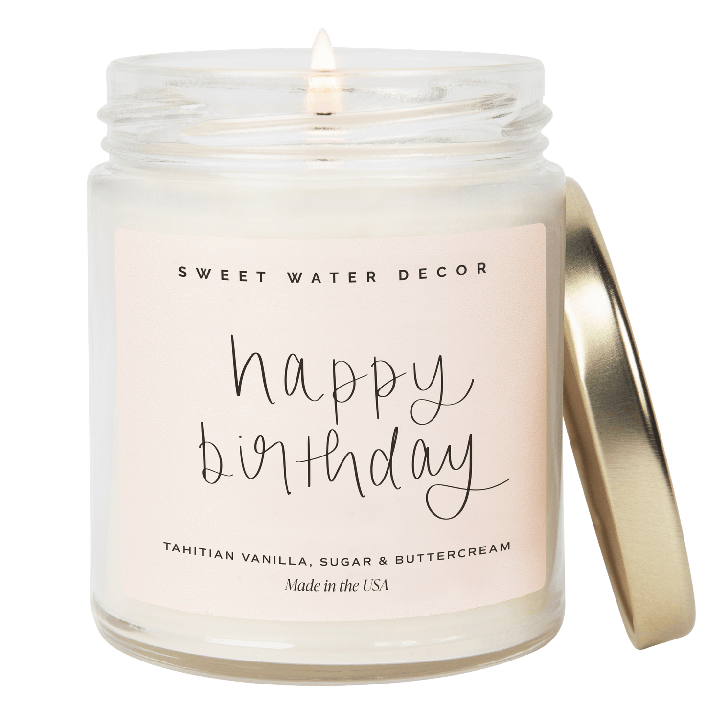 Bougie de soja « Joyeux anniversaire » - Pot transparent - 9 oz