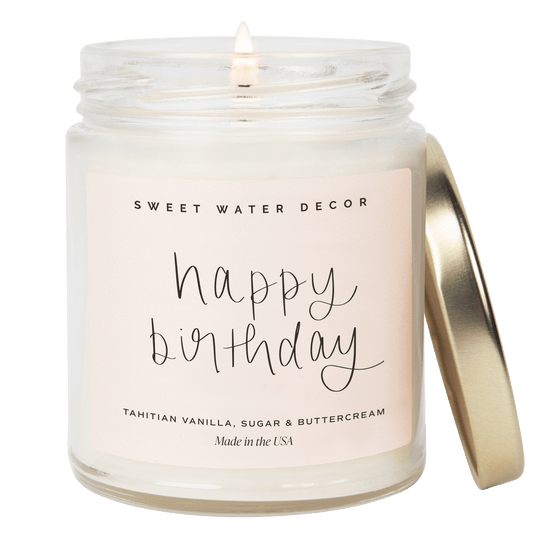 Bougie de soja « Joyeux anniversaire » - Pot transparent - 9 oz