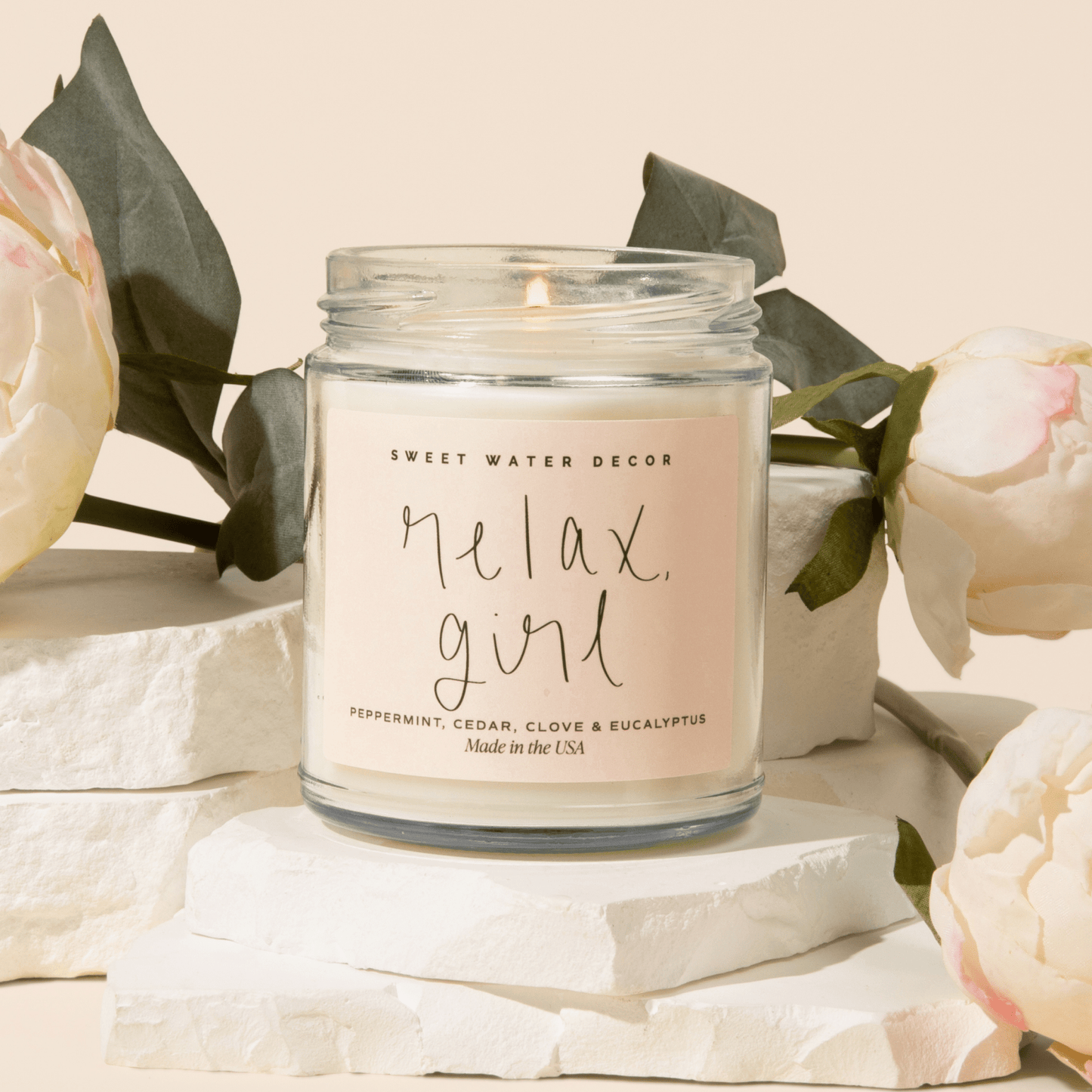 Relax, Girl Soy Candle - Clear Jar - 9 oz