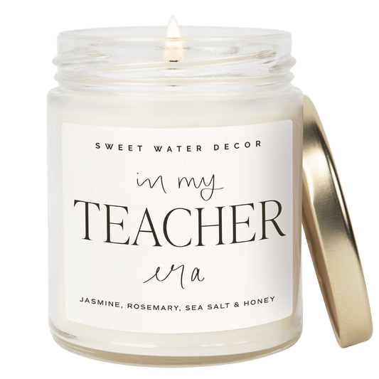 Bougie de soja In My Teacher Era - Pot transparent - 9 oz (fleurs sauvages et sel) 