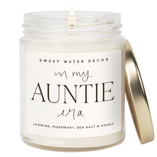 Bougie de soja In My Auntie Era - Pot transparent - 9 oz (fleurs sauvages et sel) 