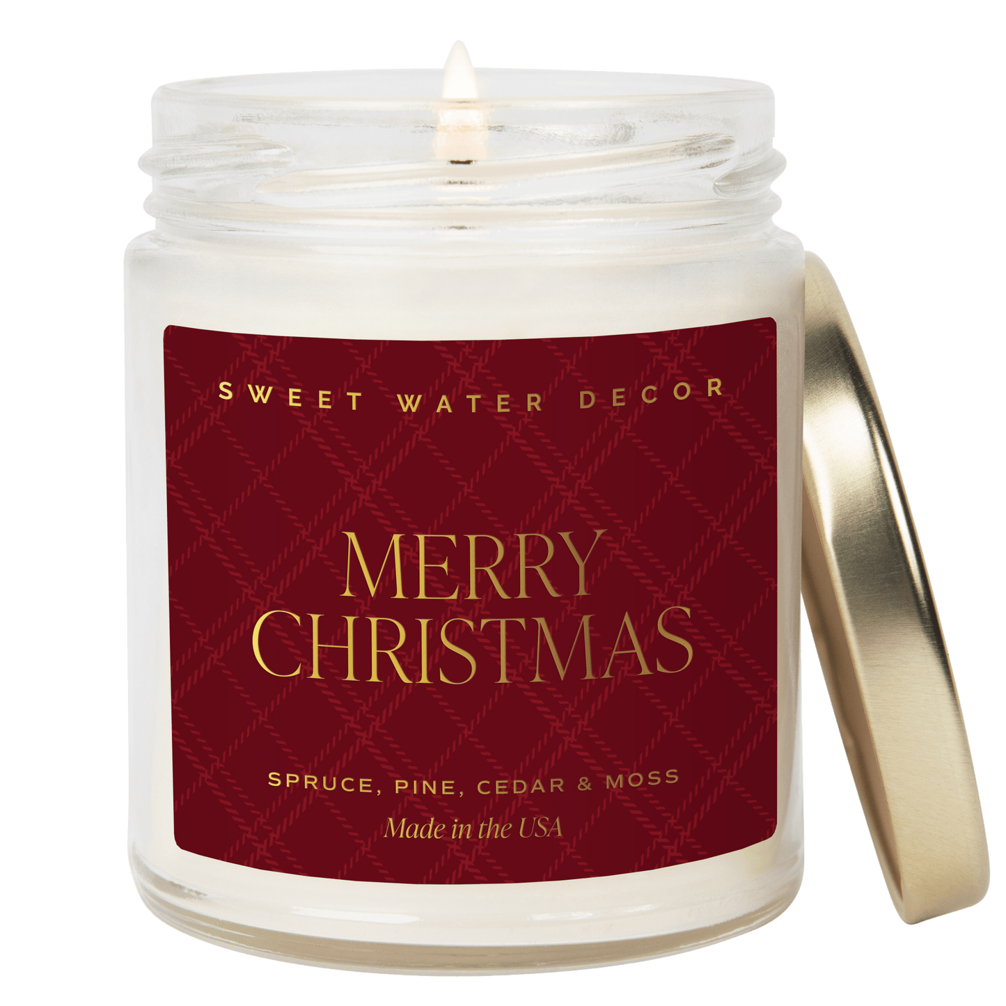 Merry Christmas Soy Candle | 9oz. Clear Jar (Christmas Tree)