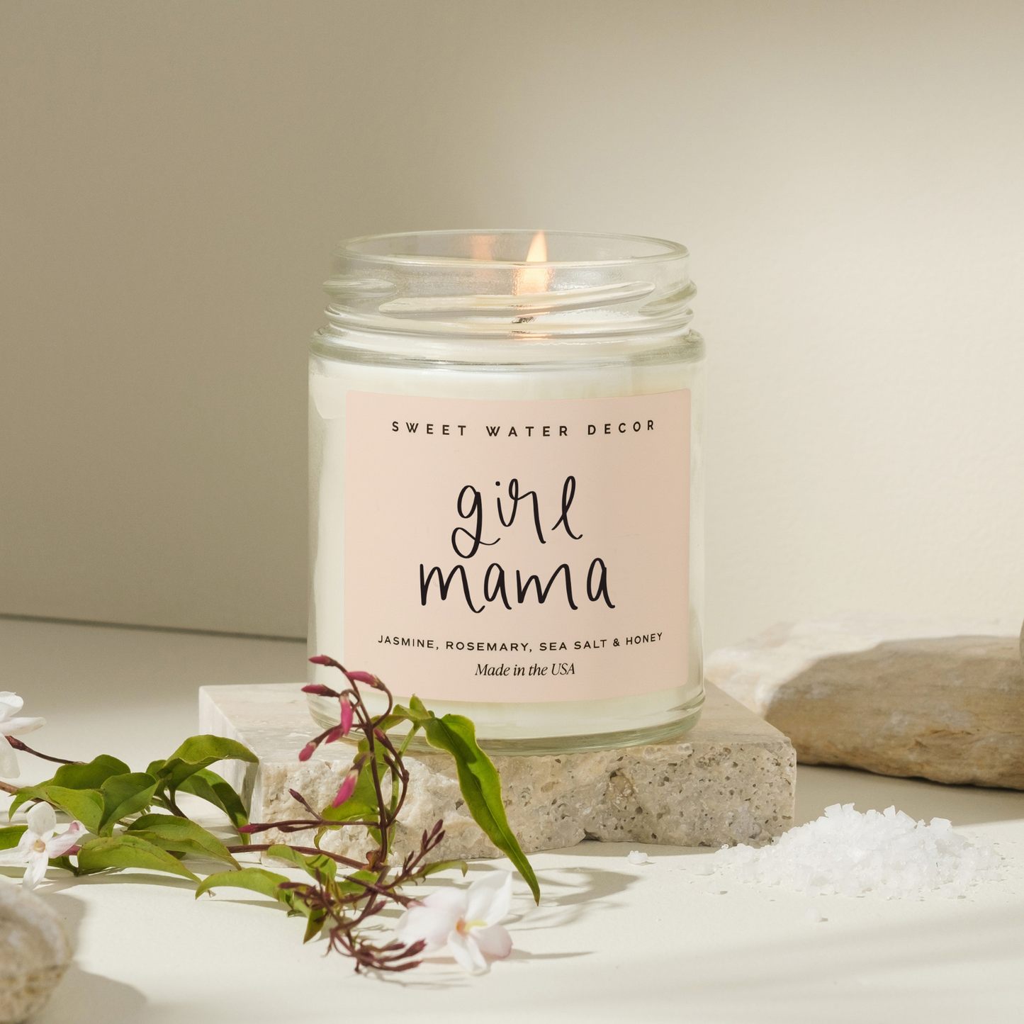 Girl Mama Soy Candle - Clear Jar - 9 oz (Wildflowers and Salt)