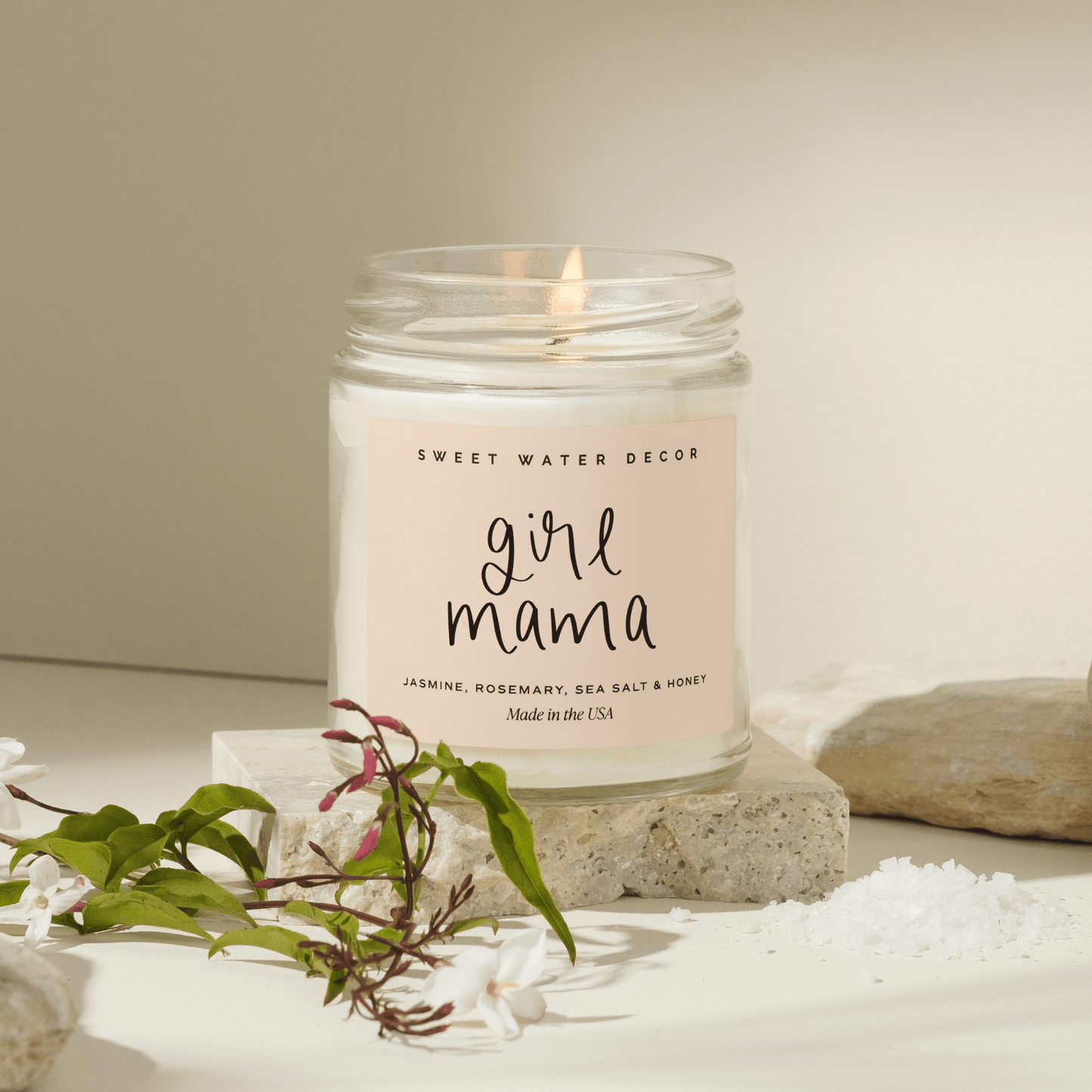 Girl Mama Soy Candle - Clear Jar - 9 oz (Wildflowers and Salt) - Sweet Water Decor