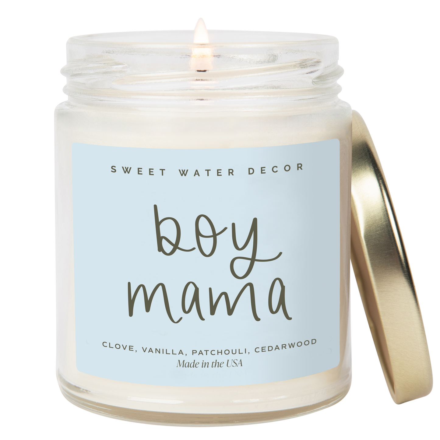 Boy Mama Soy Candle - Clear Jar - 9 oz (Palo Santo Patchouli)